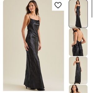 Altar'd State Black Sleeveless Spaghetti Strap Gown